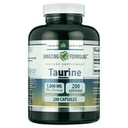 Amazing Formulas Taurine 1000mg Per Serving 200 Capsules Amino Acid Supplement | Non-GMO | Gluten Free | Made in USA