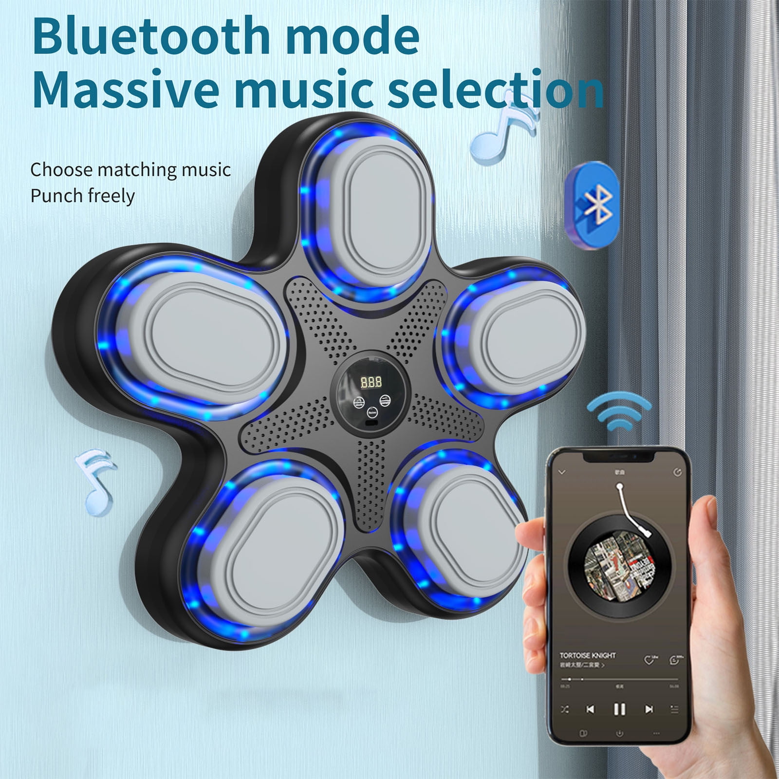 Bluetooth Smart Boxing Training Machine With Data Cable,Instruction Manual, 2 Tape Straps,Wall Target Punching Workout for Kids,Suitable for Home, Office, Gym