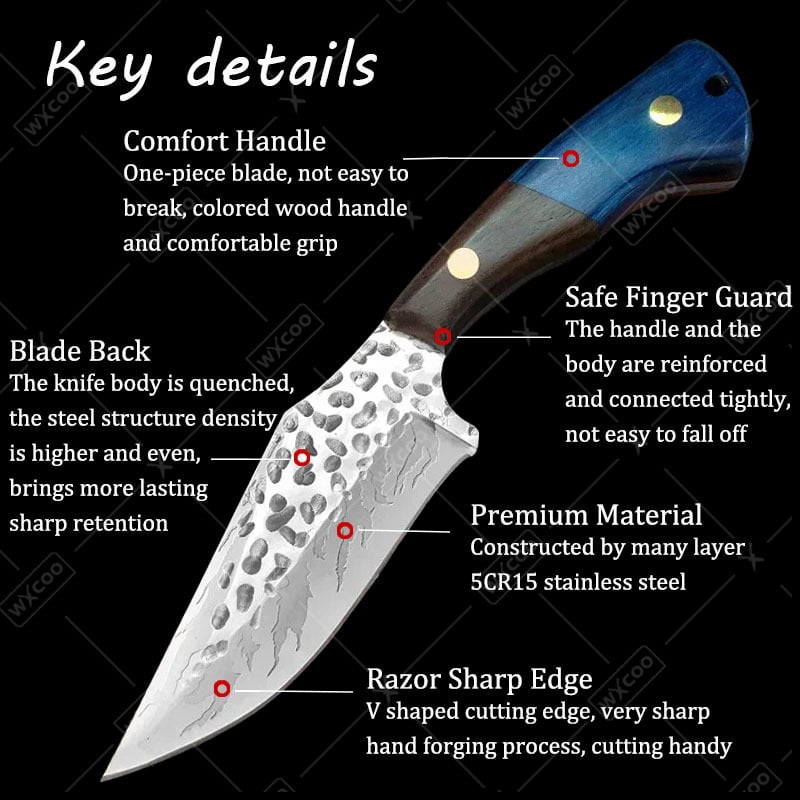WXCOO Kitchen Knife Portable Stainless Steel Forged Pocket Knife - Perfect for Outdoor Camping and Barbecue! Hunting Knife Boning Knife BBQ