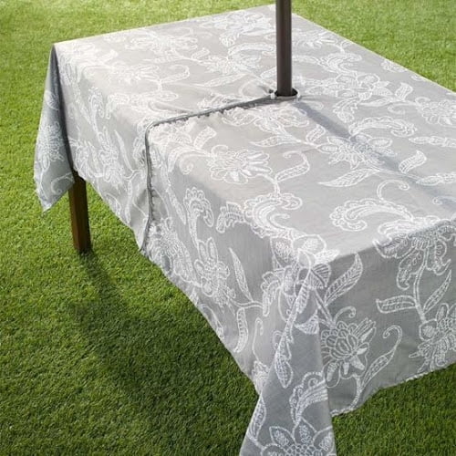 Zippered Outdoor Umbrella Hole Tablecloths 60 X 84 Gray Fl Com Zippered Outdoor Umbrella Hole, How To Put An Umbrella Hole In A Tablecloth