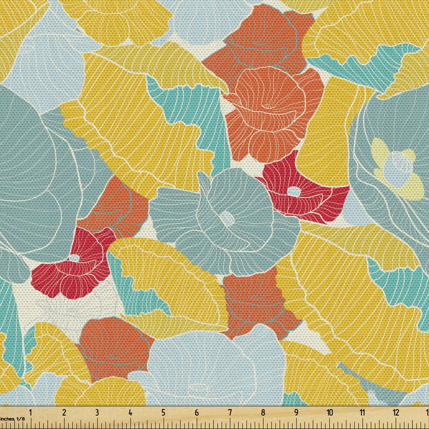 Colorful Fabric by the Yard Upholstery, Spring Nature Inspired Art with