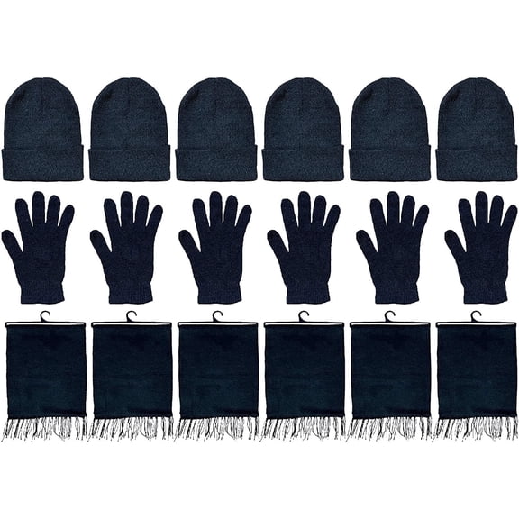 Yacht & Smith Winter Beanies, Wholesale Bulk Cold Weather Thermal Warm Stretch Skull Cap, Mens Womens Unisex Hat (Black 3 Sets of 6)