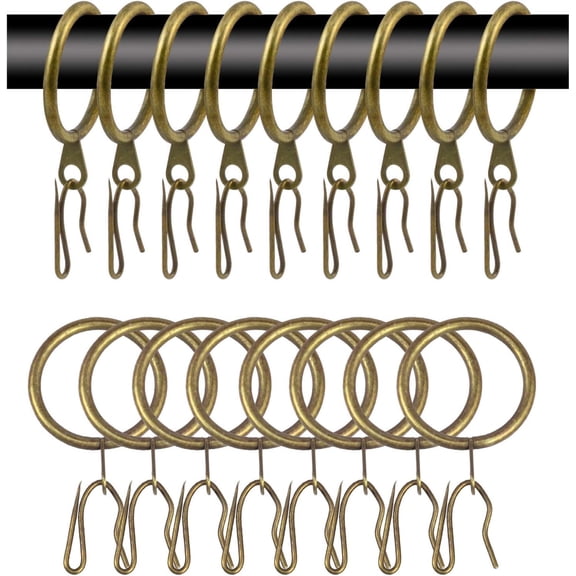 80pcs Metal Curtain Rings & Hooks, 30 mm Internal Diameter Decorative Curtain Hanging Rings