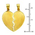 thumbnail image 2 of Wellingsale 14K Yellow Gold Polished Diamond Cut Broken Heart Charm Pendant, 2 of 4