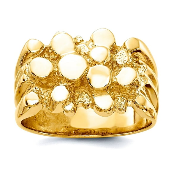14k Yellow Gold Solid Polished Not engraveable Mens Nugget Ring Size 10 Ring for Men - 12.1 Grams