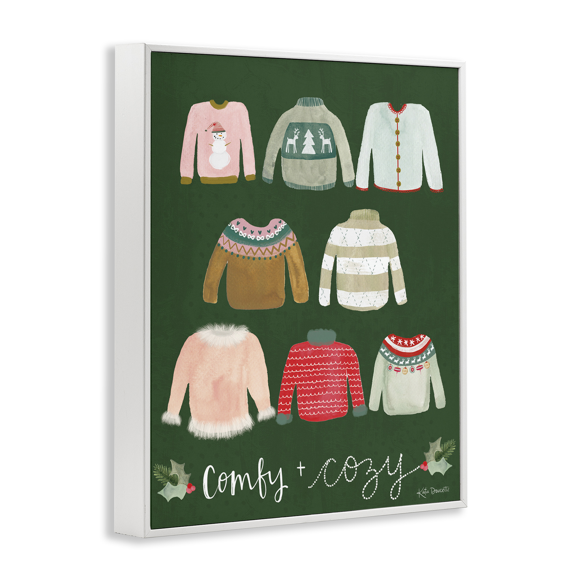 Stupell Industries Comfy & Cozy Sweaters Holiday Painting White Framed Art Print Wall Art, 11 x 14
