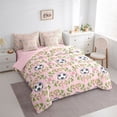 thumbnail image 2 of Erosebridal Kids Black White Soccer Print Twin Bedding Sets 7-Piece,Cute Bow Knot Green Leaves Bedding Comforter Set for Teens Girls,Pink Reversible,Luxury Bedroom Decor, 2 of 6