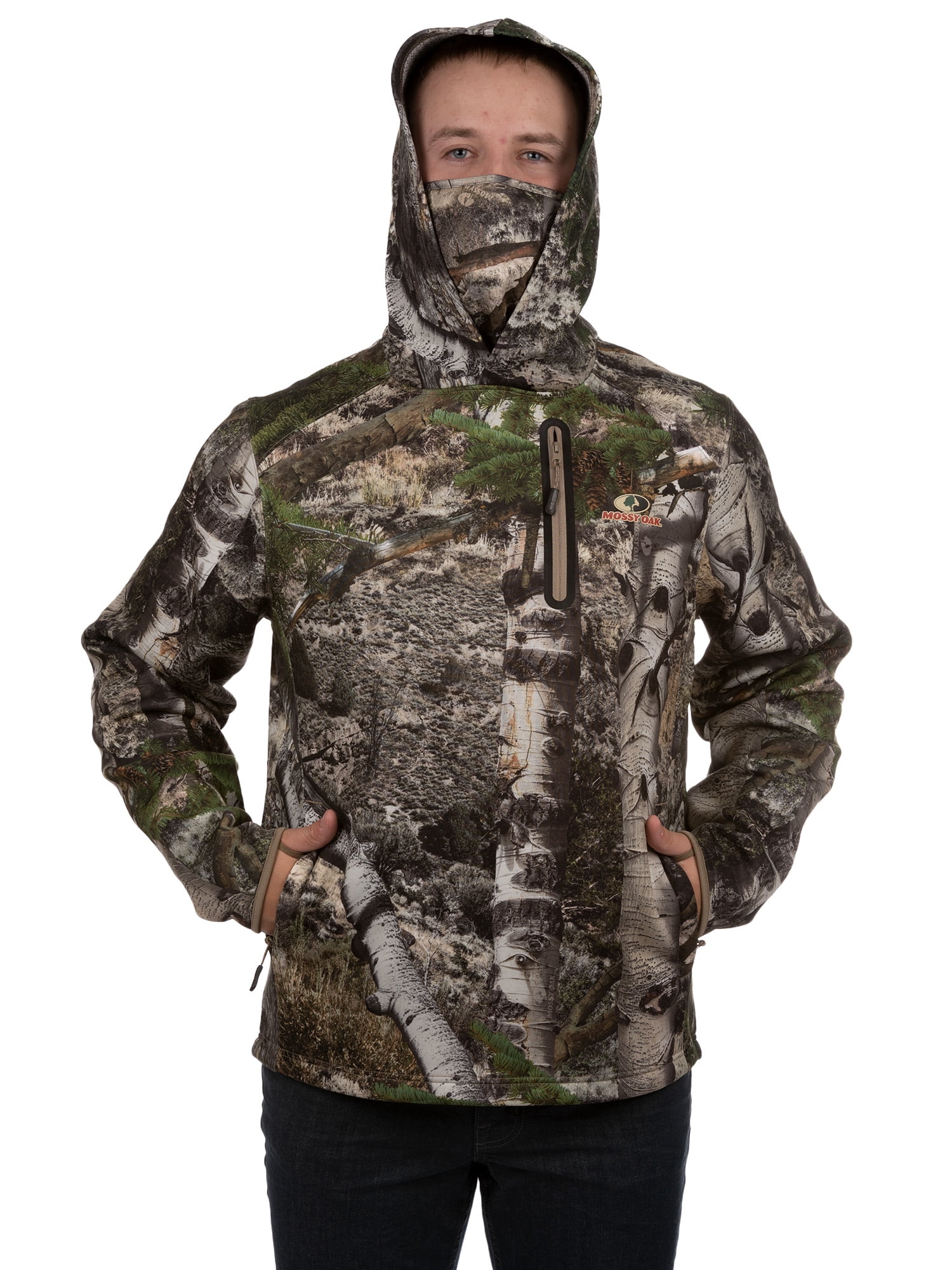 Mossy Oak Mountain Country Mens Premium Warming Hoodie with Neck Gaiter