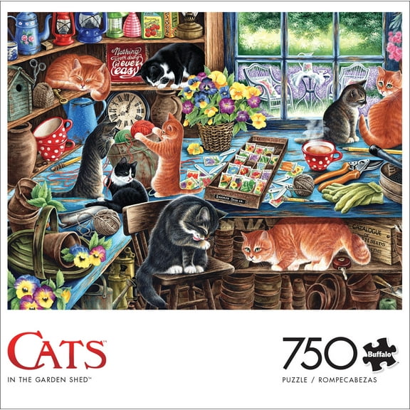 Buffalo Games 750-Piece Cats In the Garden Shed Adult Interlocking Jigsaw Puzzle