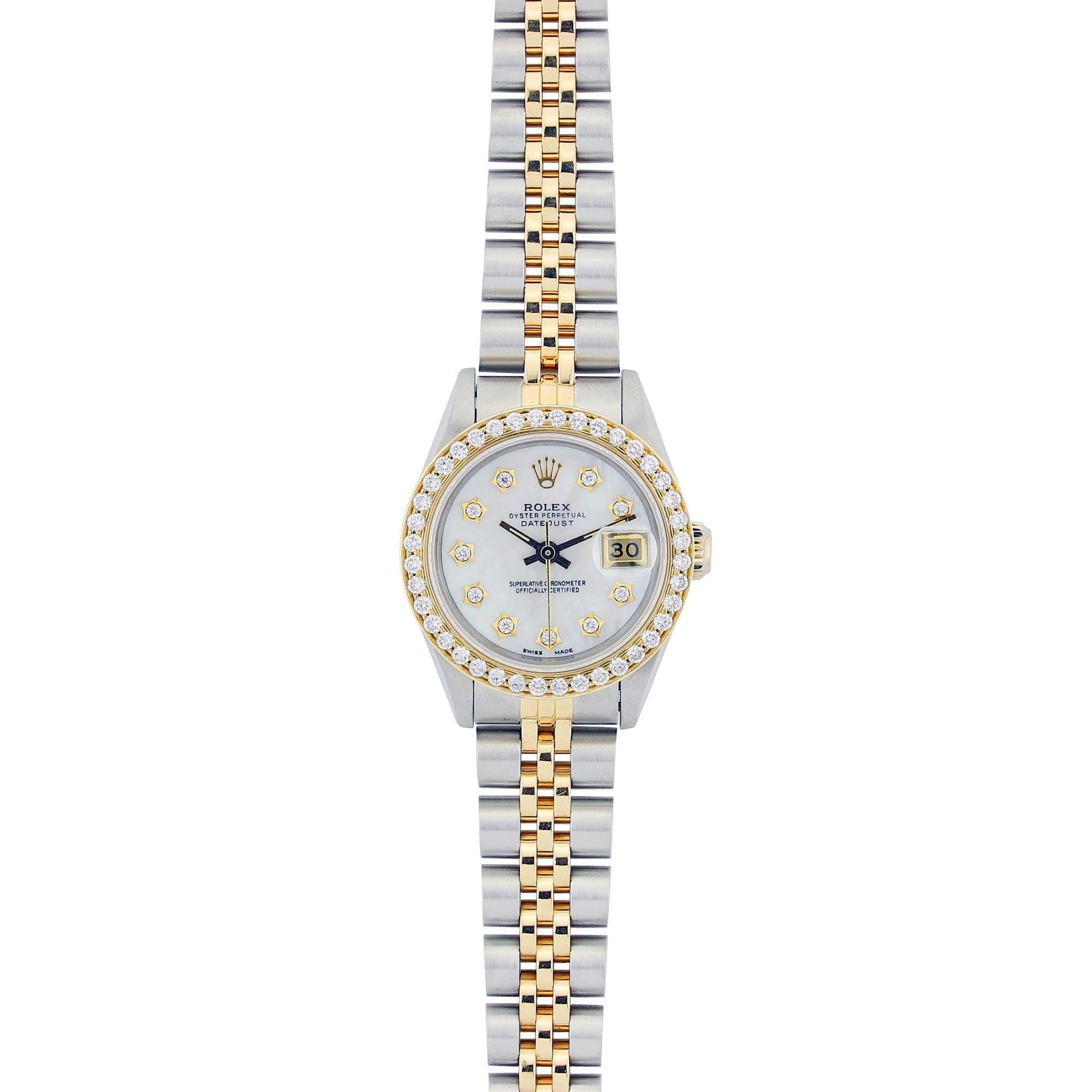 Pre-Owned Rolex Datejust 6917 26MM Mother of Pearl Diamond Dial With Diamond Bezel 0.80 CT