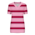 thumbnail image 4 of yillto Women's Plus Size Blouse Summer Short Sleeve V Neck Striped Tunic Top Causal Loose Shirts, 4 of 5