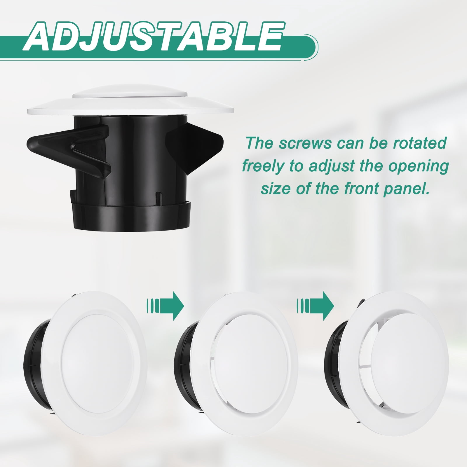 Uxcell 4pcs Soffit Vent 3" ABS Adjustable Round Vent Cover Grille Cover Ceiling Diffuser for Home Bathroom Office Kitchen Ventilation System
