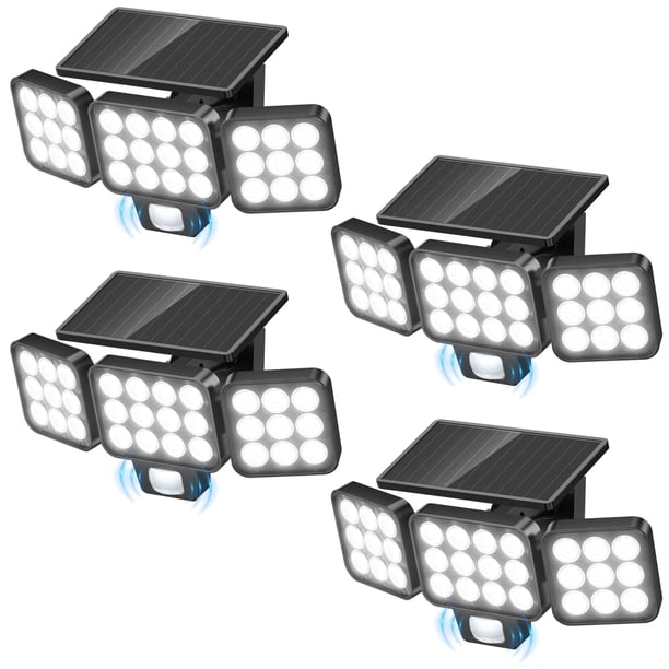 Foco solar WDTPro 3500LM con sensor de movimiento, paquete de 4