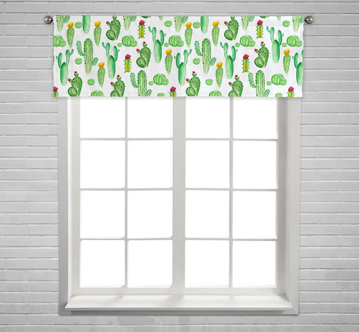 PKQWTM Watercolor Cactus Cacti Window Curtain Valance Rod Pocket 54x18 ...