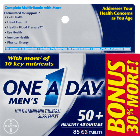 One A Day Men’s 50+ Healthy Advantage Multivitamin Supplement Tablets, 85