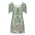 thumbnail image 4 of Dyegold Sundresses for Women Casual Beach - Mini Dresses for Women Cold Shoulder Short Sleeve Floral Printed Plus Size Casual Flowy Party Holiday ​​Sun Dresses, 4 of 5