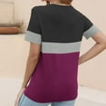 thumbnail image 4 of Women's Short Sleeve Shirts Summer Color Block Crew Neck Basic Tee Casual Loose Fit Soft Comfy Clothes (5XL, Watermelon Red), 4 of 7