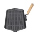 thumbnail image 1 of Griddle Pan, Anti Warping Bottom Space Saving Non Stick Coating Grill Pan With Wooden Handle For Household For Camping, 1 of 8
