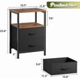 thumbnail image 3 of Night Stand Set of 2, Nightstand with 2 Drawers, Bed Side Table with Open Shelf, Wooden Top, End Table, Fabric Drawer, for Bedroom, 3 of 8