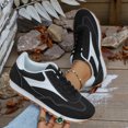 thumbnail image 4 of Tennis Shoes Womens Fashion Color Block Sneakers Lace up Classic Retro Trainers Skate Shoes Nonslip Thick Sole Running Shoes Black Size 7.5, 4 of 7