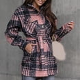 thumbnail image 4 of Uhndy Jackets for Women, Women Autumn And Winter Plaid Lapel Woolen Cloth Coat Trench Jacket Long Overcoat Outwear Winter Coats Christmas Gifts for Women, 4 of 6