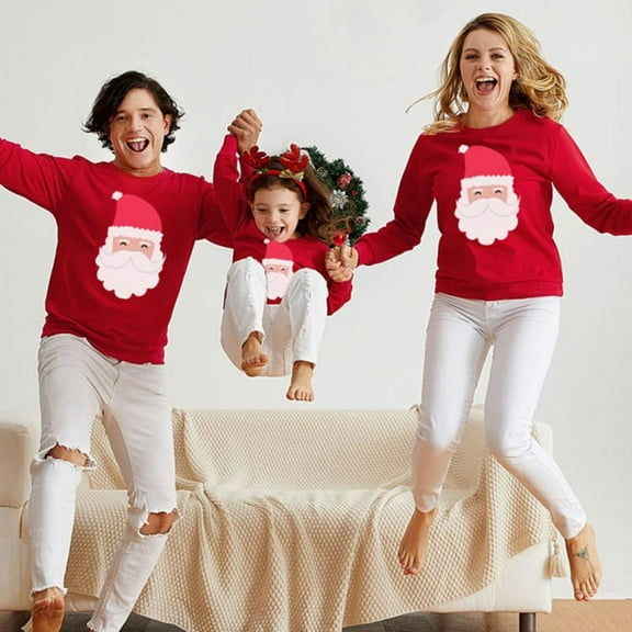 BULLPIANO Christmas Family Matching Hoodie Sweashirts Xmas Ugly Sweaters Jumper Mom Dad Kids Family Pullover Tops