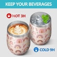 thumbnail image 4 of 12oz Stemless Wine Tumblers Pink Boho Bohemia Rainbows Hearts Stars Pattern Vacuum Insulated Stainless Steel Travel Tumbler Cups Mug with Lid and Straw for Champaign,Cocktail,Beer with Cleaning Brush, 4 of 5