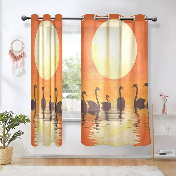 Black Swans Blackout Curtains Thermal Insulation 63 inch Grommet for Bedroom Living Room Bathroom Kitchen Windows 2 Pack