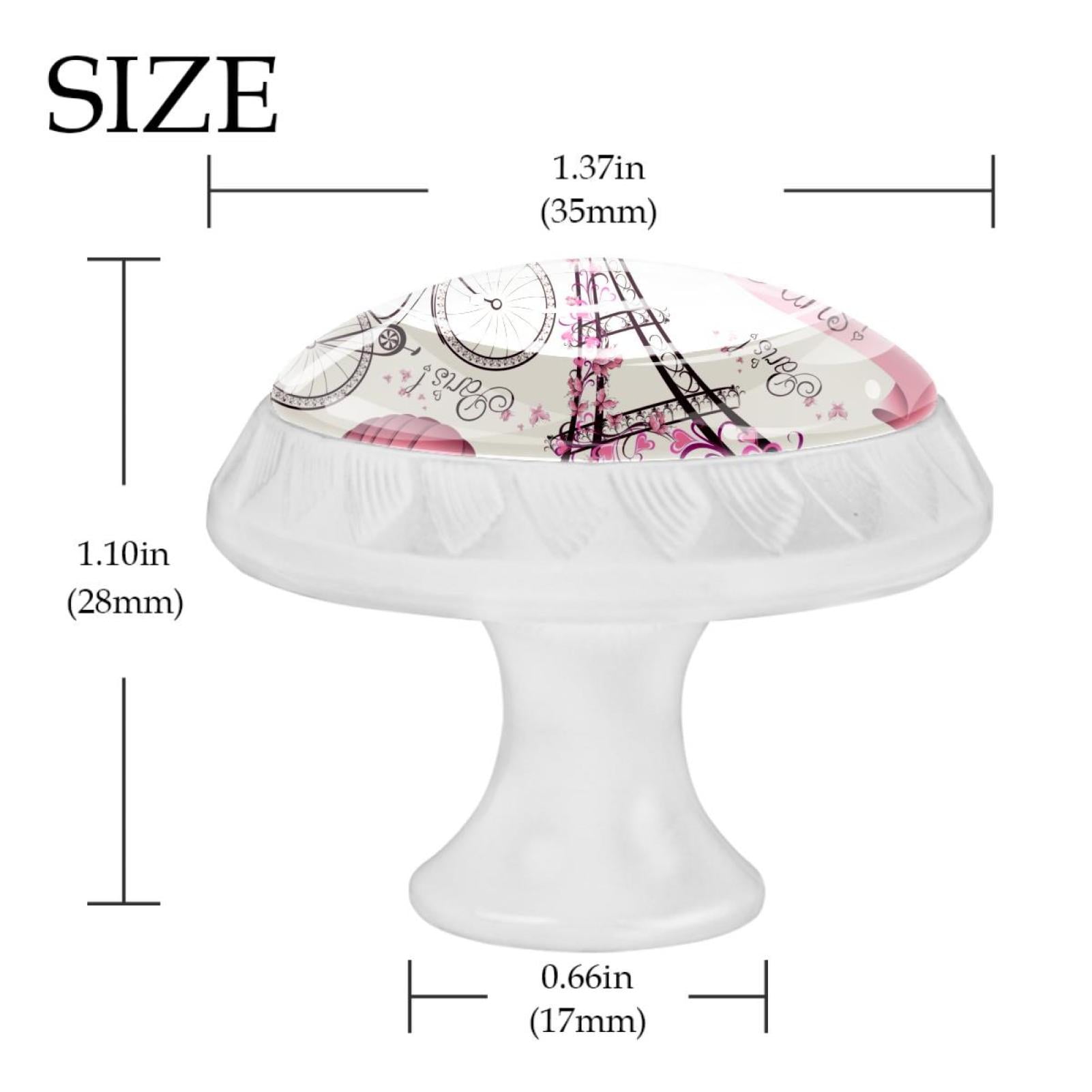 4 Pcs Pink Paris Tower Knobs for Kitchen Cabinet Cupboard Dresser Bookcase Drawer Pulls Handles Round Home Decor