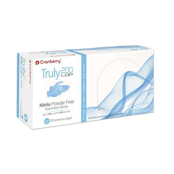 Cranberry 3215 Truly 200 Nitrile Examination Gloves Powder Free Light Blue Extra Small 200/Box