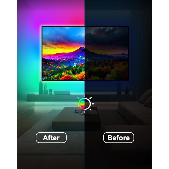 FJSHN-LED Lights for TV, 9.8FT RGB TV LED Backlight for 32-43 inch TVs, USB Strip Lights Behind TV, Color Changing Sync with Music, Bluetooth App Controlled Led Lights for Bedroom Gaming Home Decor