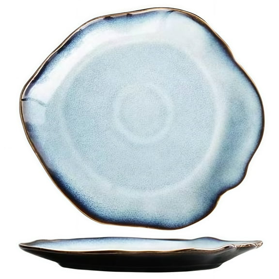 TAUFIKT 4pcs Steak Plate Set, Irregular 8-inch Ceramic Pasta Plate