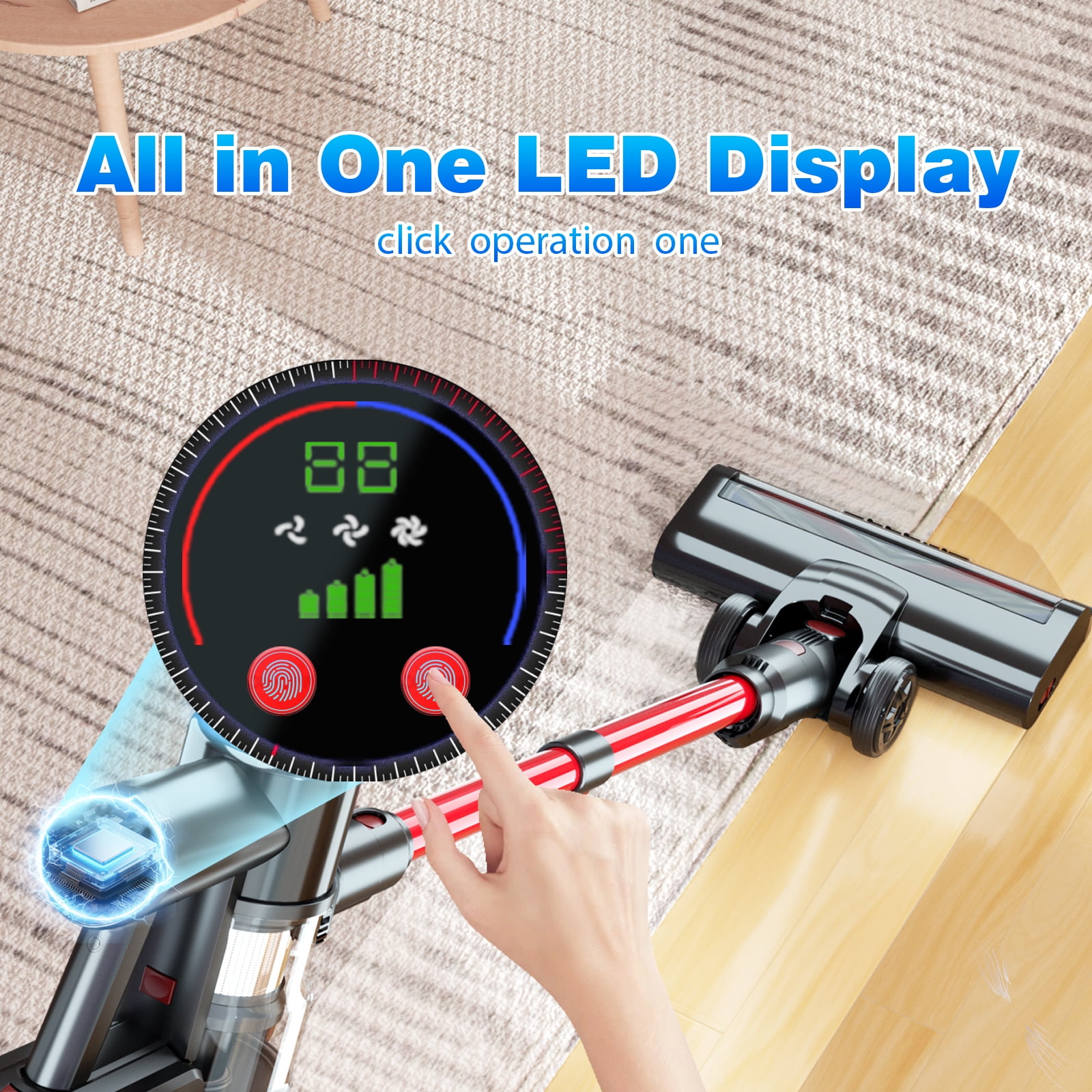 VEAVON 6-in-1 Cordless Stick Vacuums for Home Upright Lightweight Cleaner 45000Pa Suction of Greenlight for Dust Reveal 300W Bldc Motor 45-Min Runtime for Pet Hair/Carpet/Hard Floor, Handheld Cleaner