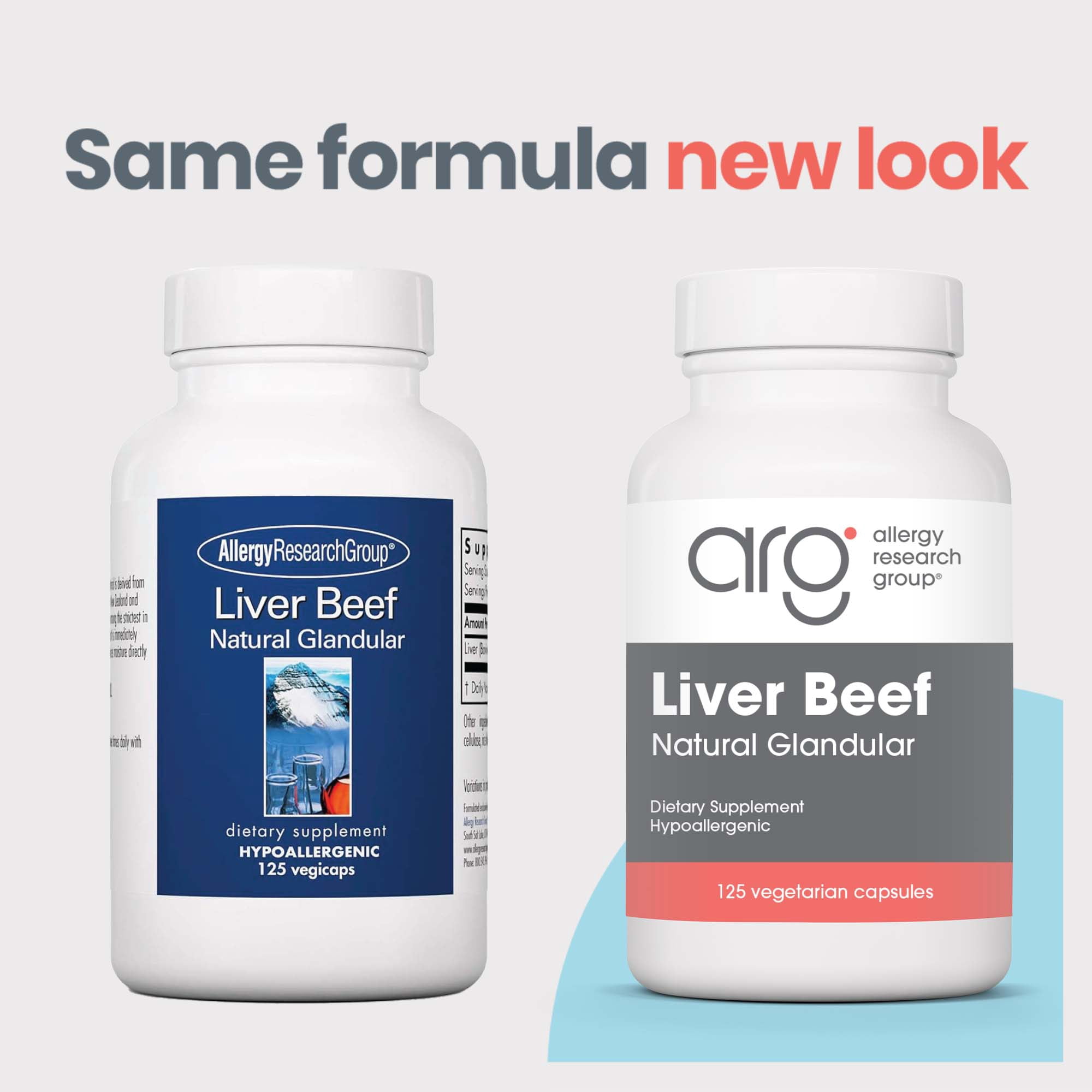 ARG Liver Beef Natural Glandular - 1000 mg Bovine Liver - Supports Liver Function - Hypoallergenic Formula - 62 Servings - 125 Count