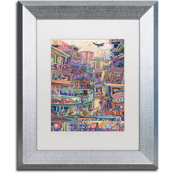 Trademark Fine Art "Homes" Canvas Art by Josh Byer, White Matte, Silver Frame