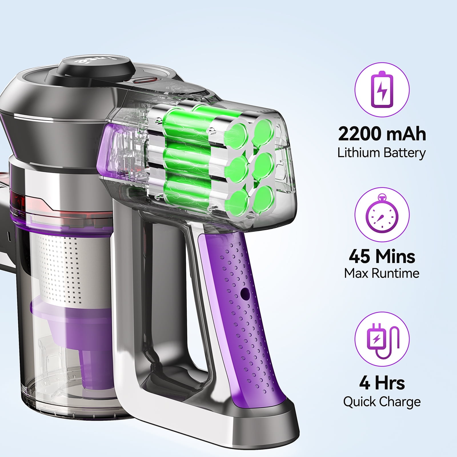 INSE Cordless Vacuum Cleaner 25000Pa 45min Lightweight Stick Vacuum for Home Pet Hair Carpet Floor  (图3) INSE Cordless Vacuum Cleaner 25000Pa 45min Lightweight Stick Vacuum for Home Pet Hair Carpet Floor  (图3)