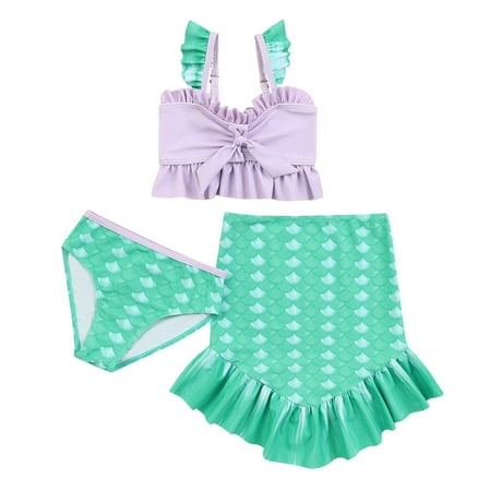 

Toddler Kids Girl Cute Baby Printed Top Shorts Skirt Halter Lovely Sweet Bathing Suit Sets Swimwear Holiday Summer Beach Swimsuits Outfit 3PCS