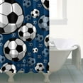 thumbnail image 4 of Blue Soccer Balls Pattern Shower Curtain 72"x72" ,Bathroom Decorative Shower Curtains Set with 12 Hooks,Modern Waterproof Washable Shower Curtain, 4 of 6