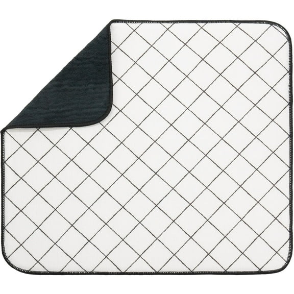 Kitchen Basics Reversible Dish Drying Mat, 16" x 18", Assorted Prints