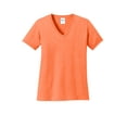 thumbnail image 5 of Port & Company Ladies V-Neck T-Shirt Neon Orange, 5 of 6