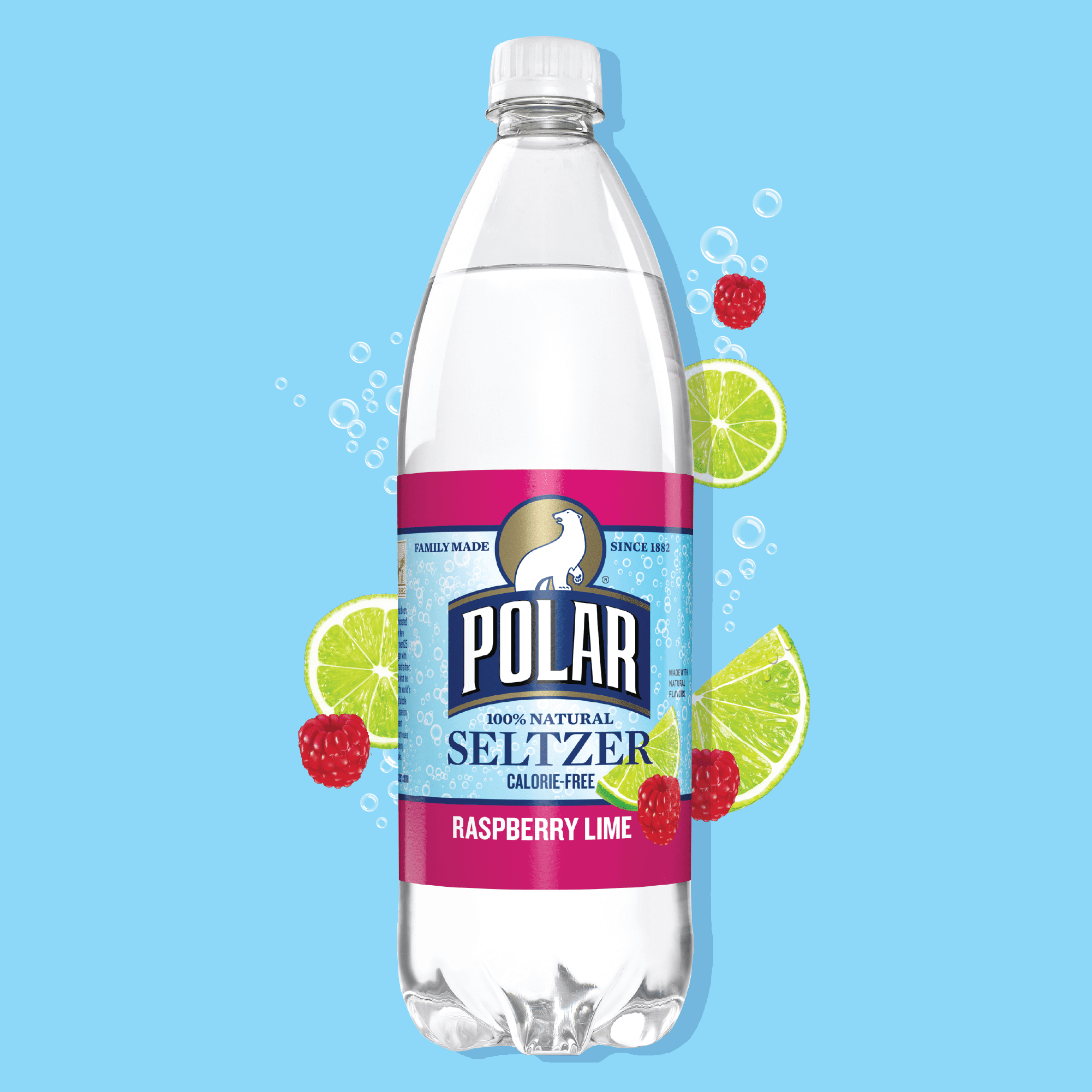 Polar Zero Calorie Raspberry Lime Sparkling Seltzer Water, 1 L, Bottle