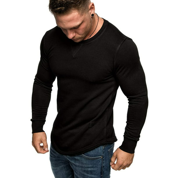 UKAP - Slim Fit Long Sleeve Casual T-Shirts for Mens Sport Gym Muscle ...