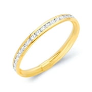Wellingsale 14k Yellow Gold Polished Channel Set Eternity Wedding Ring Band