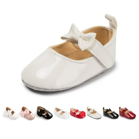 SDOTXA Baby Girls Shoes Infant Mary Jane Dress Bowknot Princess Crib Flats for Newborn First Walkers 3-18 Months