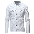 thumbnail image 5 of Charmgo Mens Jacket Clearance, Men's Autumn Winter Button Solid Color Vintage Denim Jacket Tops Blouse Coat Golf Shirts for Men, Polo Shirts for Men White XL, 5 of 9