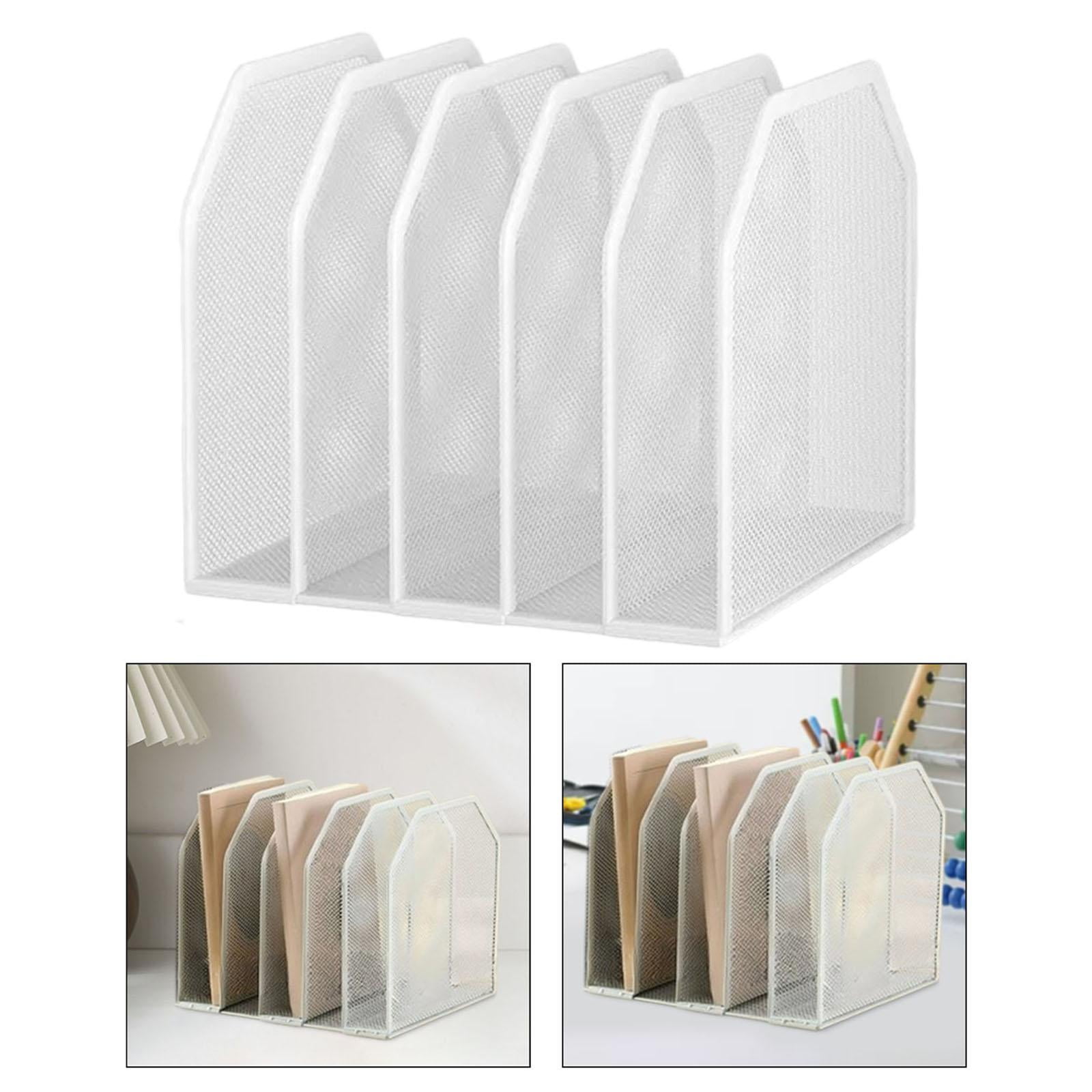 figatia Desk File Organizer File Folder Metal File Holder Paper Sorter Paper Organizer Management Stand for Office Supplies Classroom White