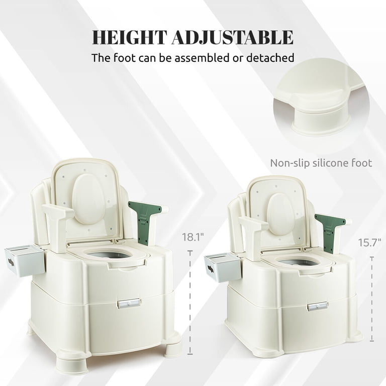 Hybodies Bedside Commode, Adjustable Portable Toilet for Adults