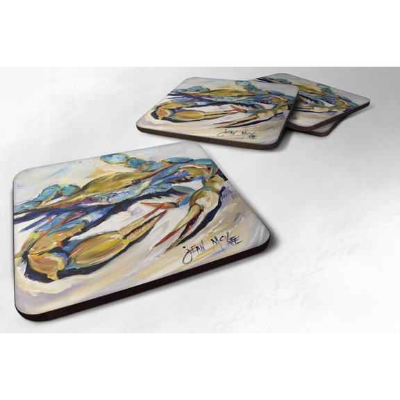 Carolines Treasures JMK1255FC Design20 Crab Foam Coaster Set of 4 3 1/2 x 3 1/2 multicolor