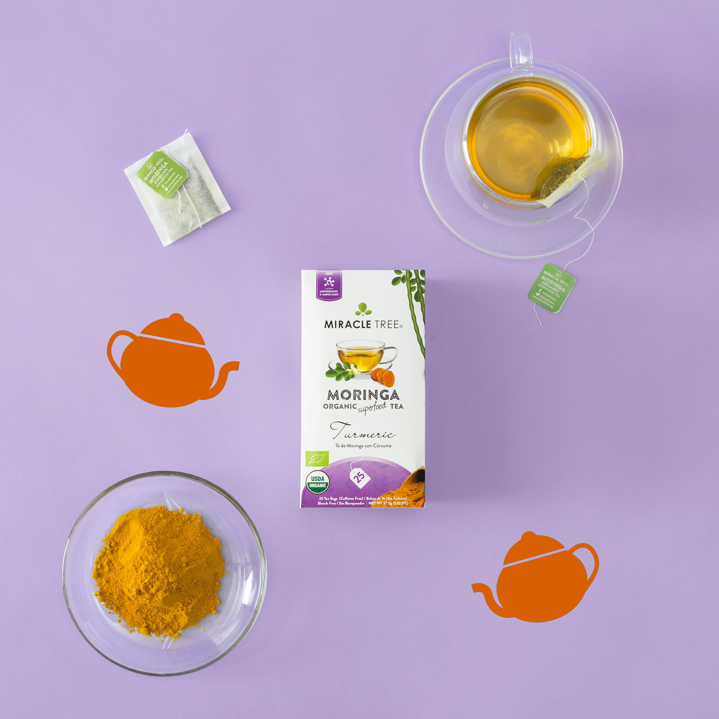 Miracle Tree – 6 Count, Organic Moringa Tea, 25 Enveloped Tea Bags, Green Tea