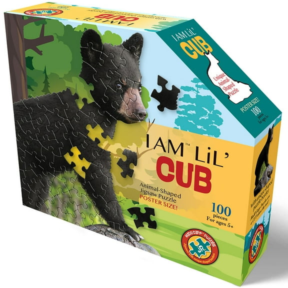 Madd Capp LiL' CUB 100 Piece Jigsaw Puzzle For Ages 5 And Up - Unique Animal-Shaped, Poster-Sized When Completed, Pieces Are Oversized For Easy Handling, Includes Educational Madd Capp Fun Facts